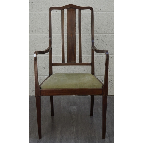 553 - Mahogany Edwardian cylinder writing desk together with an inlaid mahogany elbow chair - Approx W:84 ... 