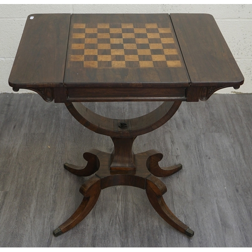 Regency rosewood games table with reversable chess top