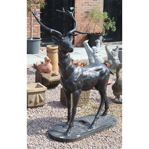 597 - Very heavy cast iron stag figure. Approx H: 160cm L: 120cm