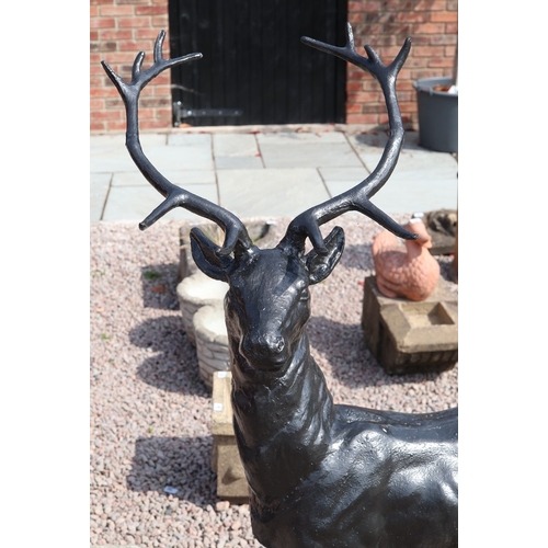 597 - Very heavy cast iron stag figure. Approx H: 160cm L: 120cm
