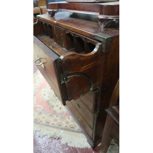 552 - Late 18th century campaign secretaire chest - Approx W: 75cm D: 35cm H: 89cm