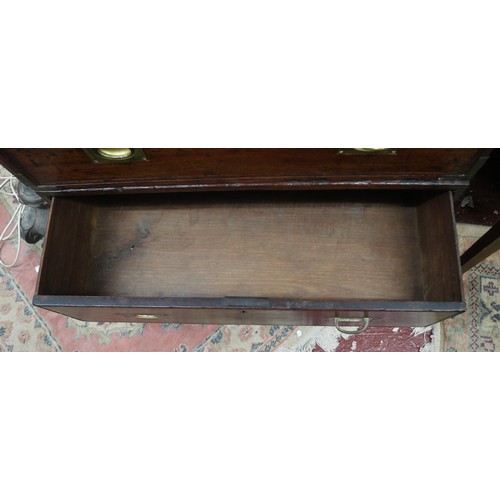 552 - Late 18th century campaign secretaire chest - Approx W: 75cm D: 35cm H: 89cm