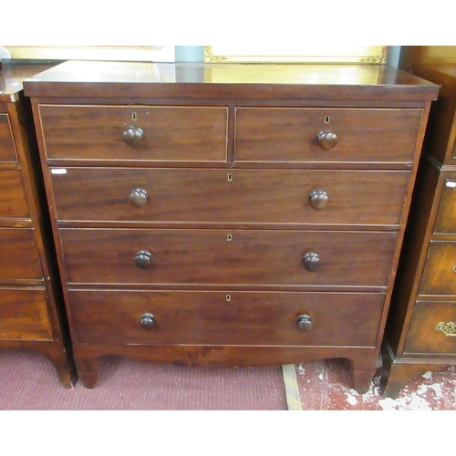 157 - Antique mahogany two over three chest of drawers - W: 105cm D: 45cm H: 108cm