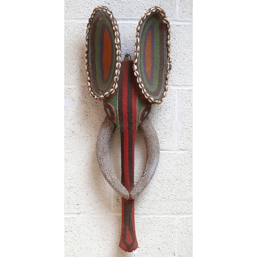 304 - Babanki or Bamileke beaded elephant mask from the Cameroon Grasslands - Approx L: 81cm