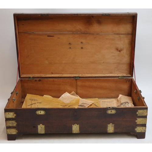 390 - Exceptional large Victorian officers wooden luggage campaign trunk named to brass plaque Captain Wes... 