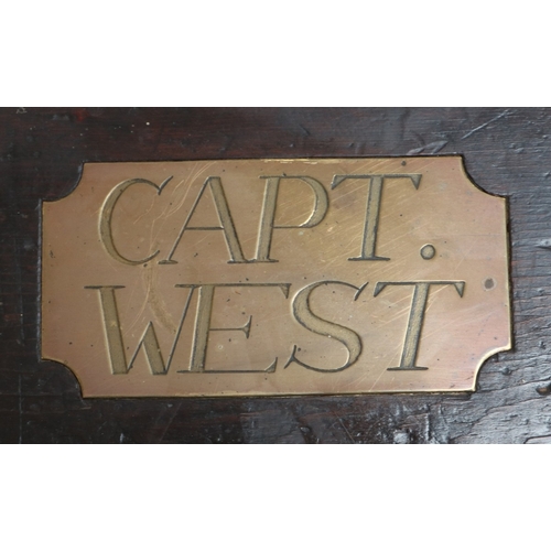 390 - Exceptional large Victorian officers wooden luggage campaign trunk named to brass plaque Captain Wes... 