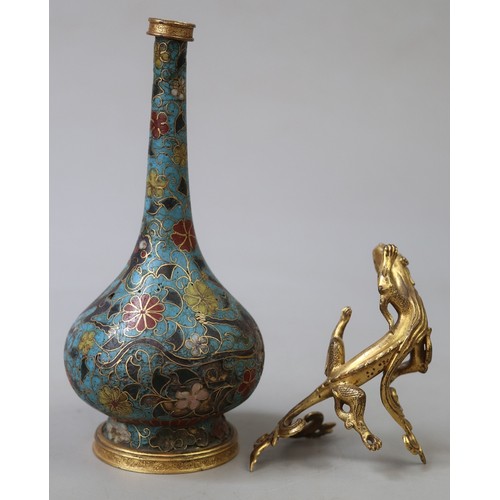 137 - Cloisonne vase adorned with a 5 fingered/clawed dragon (a powerful symbol in traditional Chinese cul... 