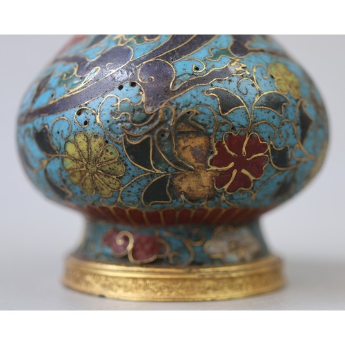 137 - Cloisonne vase adorned with a 5 fingered/clawed dragon (a powerful symbol in traditional Chinese cul... 