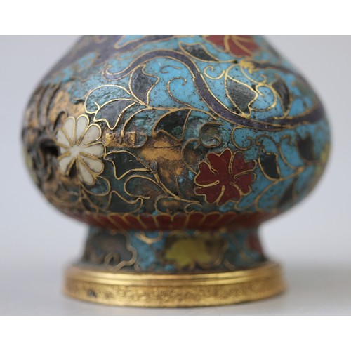 137 - Cloisonne vase adorned with a 5 fingered/clawed dragon (a powerful symbol in traditional Chinese cul... 