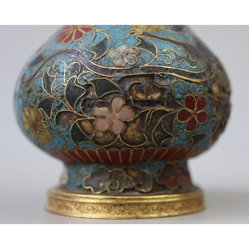 137 - Cloisonne vase adorned with a 5 fingered/clawed dragon (a powerful symbol in traditional Chinese cul... 