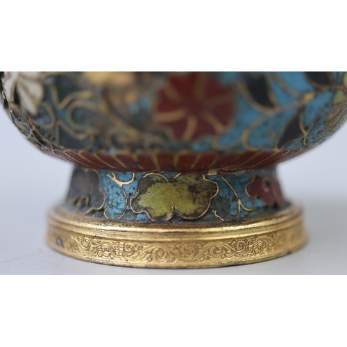 137 - Cloisonne vase adorned with a 5 fingered/clawed dragon (a powerful symbol in traditional Chinese cul... 