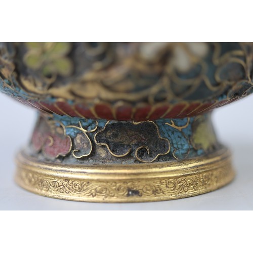 137 - Cloisonne vase adorned with a 5 fingered/clawed dragon (a powerful symbol in traditional Chinese cul... 