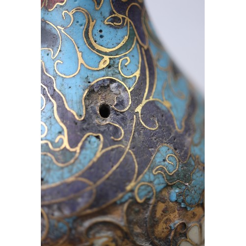 137 - Cloisonne vase adorned with a 5 fingered/clawed dragon (a powerful symbol in traditional Chinese cul... 
