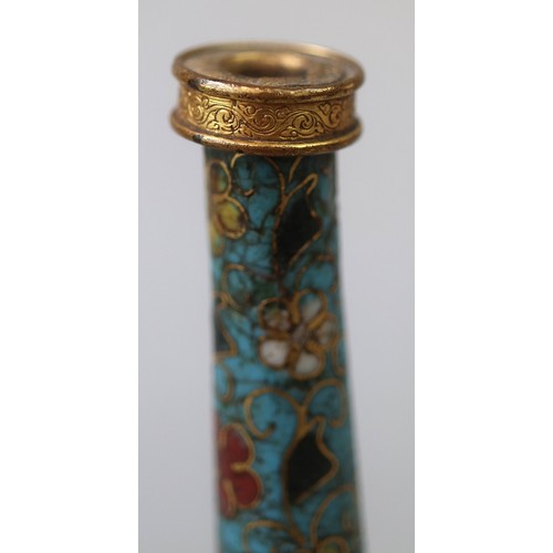 137 - Cloisonne vase adorned with a 5 fingered/clawed dragon (a powerful symbol in traditional Chinese cul... 