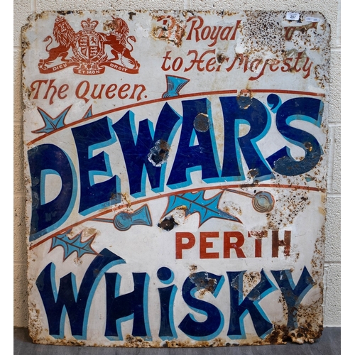 257 - Original enamel sign - Dewra's Whisky - Approx 94cm x 101cm