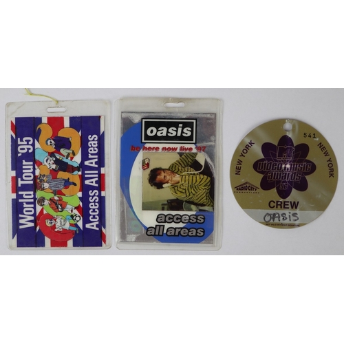 112 - FROM THE COLLECTION OF HUW RICHARDSOasis &mdash; Access All Areas Passes (World Tour 1995, Be Here Now 199...
