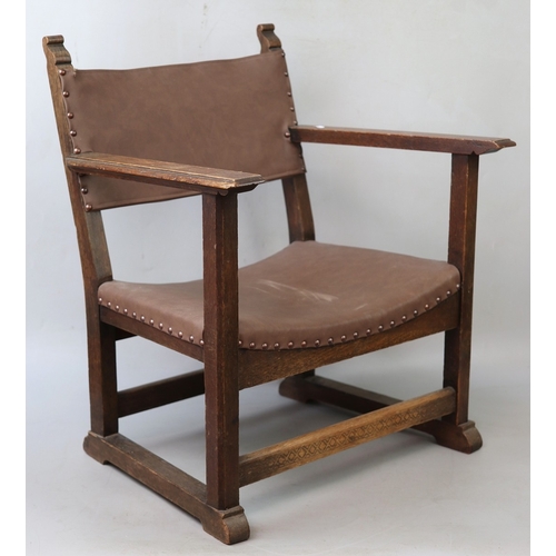 1930s low Arts & Crafts fireside chair with curlique ears to rear ...