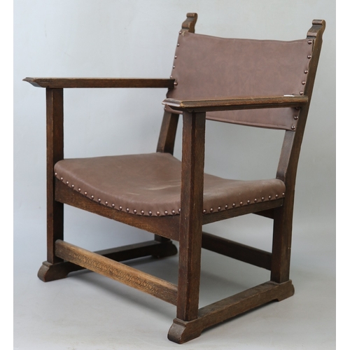 1930s low Arts & Crafts fireside chair with curlique ears to rear ...