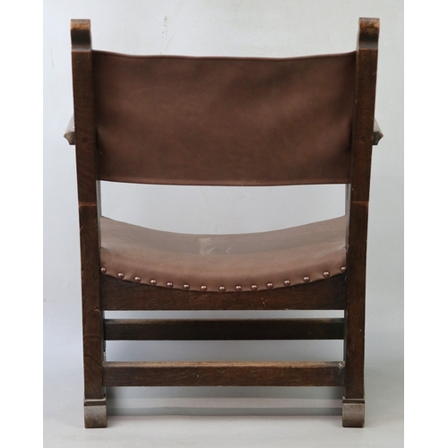 1930s low Arts & Crafts fireside chair with curlique ears to rear ...