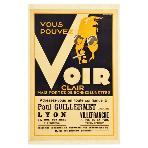 20 - Advertising Poster Good Eye Glasses Art Deco Optician France Bonnes Lunettes  Original vintage adver... 