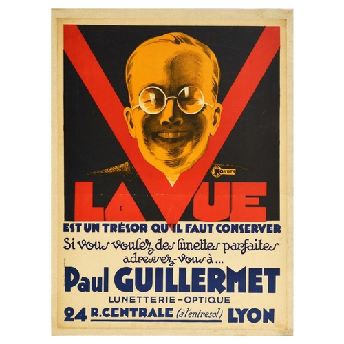 21 - Advertising Poster Perfect Eye Glasses Art Deco France Optician La Vue Original vintage advertising ... 