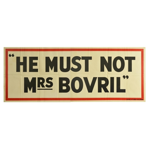 29 - Advertising Poster Bovril Beef Hot Drink He Must Not Mrs Bovril Original vintage advertising poster ... 
