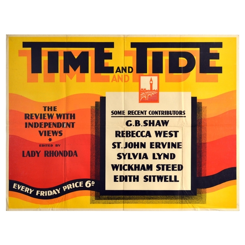 32 - Advertising Poster Time and Tide Art Deco Magazine Lady Rhondda Shaw West Ervine Original vintage ad... 