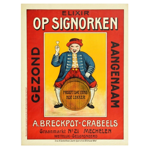 53 - Advertising Poster Op Signorken Elixir Belgian Alcohol Liquor Original vintage advertising poster fo... 