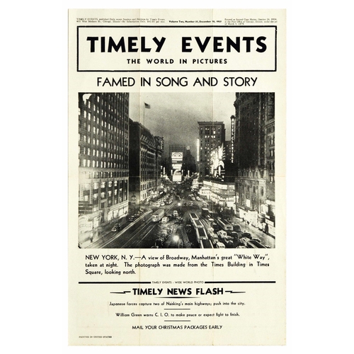 55 - Advertising Poster Timely Events Manhattan Broadway New York Original vintage newspaper poster Timel... 