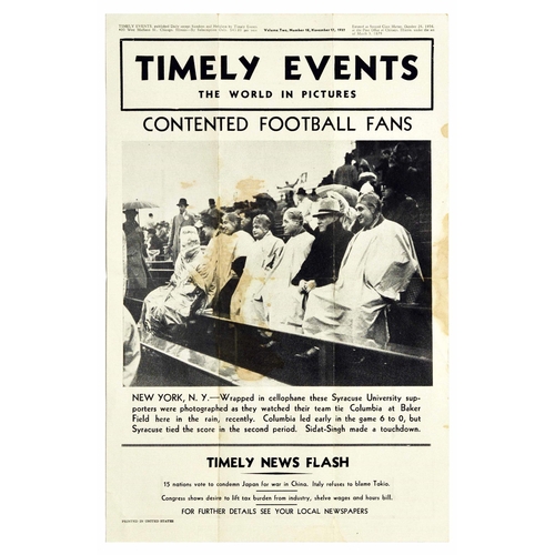 59 - Advertising Poster Timely Events Syracuse University Football Fans Original vintage newspaper poster... 