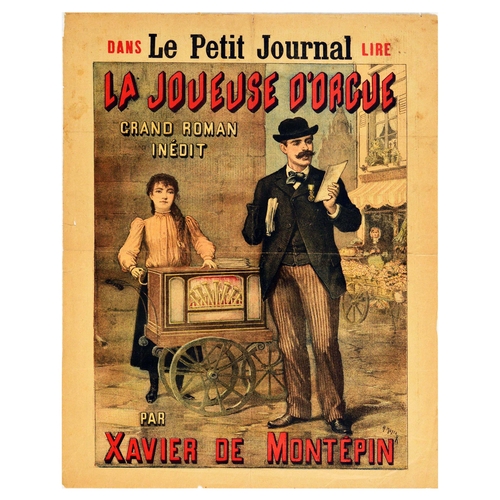 7 - Advertising Poster Petit Journal Organ Player Xavier De Montepin Original antique advertising centre... 
