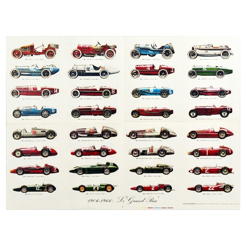 227 - Sport Poster Formula  1 Grand Prix Car Models Fiat Ferrari Mercedes Benz. Original vintage double si... 