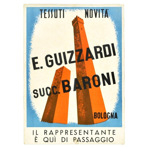 25 - Advertising Poster Bologna Towers Baroni Textile Art Deco Italy. Original vintage advertising poster... 