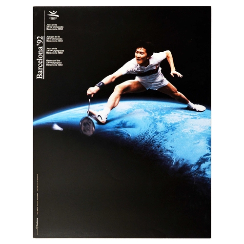 256 - Sport Poster Barcelona Olympics 1992 Badminton . Original vintage sports poster for Barcelona '92 Ga... 