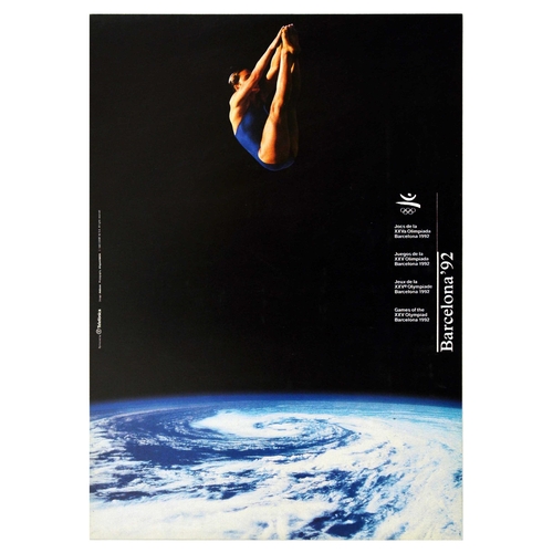 258 - Sport Poster Barcelona Olympics 1992 Gymnastics. Original vintage sports poster for Barcelona '92 Ga... 