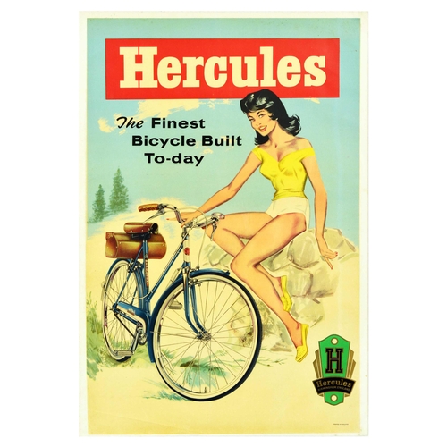 45 - Advertising Poster Hercules Bicycle Birmingham Cycling Bike Pinup. Original vintage advertising post... 