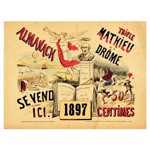 6 - Advertising Poster Mathieu de la Drome Almanac Weather Forecast. Original antique advertising poster... 