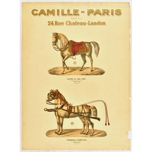 8 - Advertising Poster Camille Paris Horse Harness. Original antique advertising poster for a French man... 