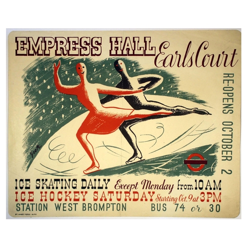 11 - London Underground Poster Walter Goetz Empress Hall Earls Court Ice Skating. Original vintage London... 