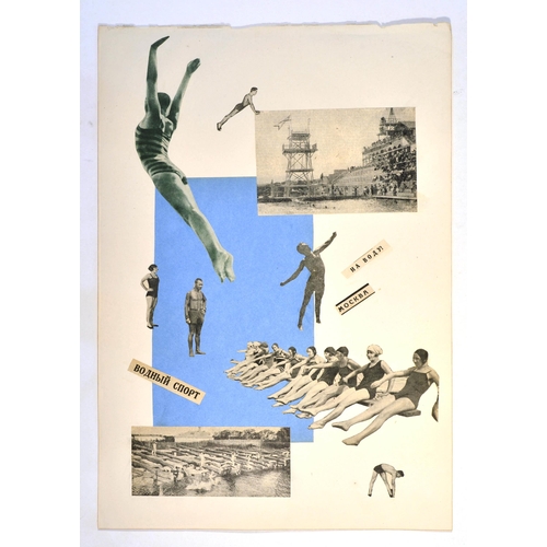 192 - Constructivist Photomontage Klutsis Spartakiada Diving Water Sports. Original photomontage collage s... 