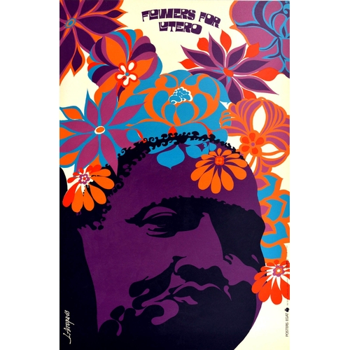 245 - Psychedelic Poster Flowers For Lutero Martin Luther King. Original vintage memorial poster - Flowers... 
