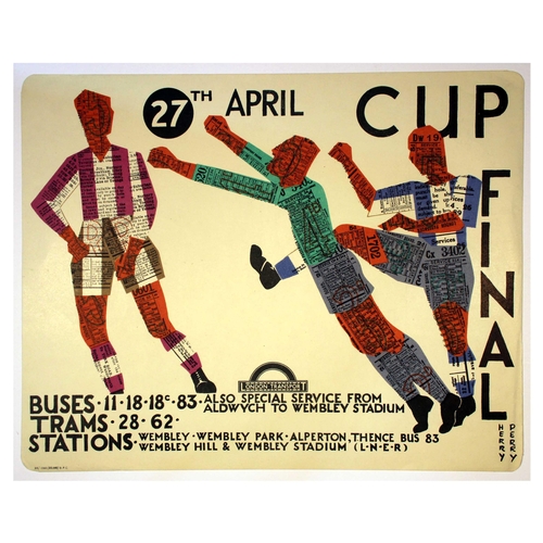 28 - London Underground Poster Herry Perry Football Cup Final Sheffield Wednesday West Bromwich Albion. O... 