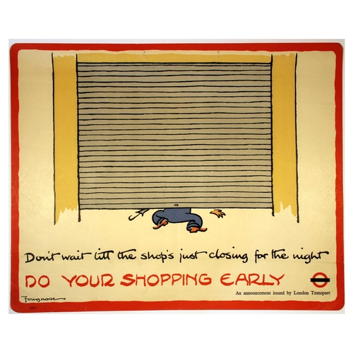 29 - London Underground Poster Fougasse Do Your Shopping Early Door. Original vintage London Transport po... 