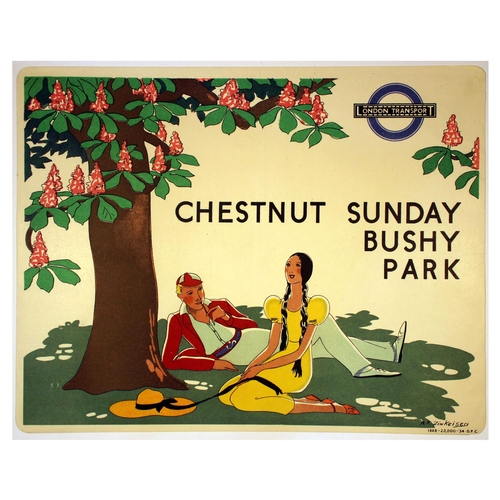 3 - London Underground Poster Anna Katrina Zinkeisen Chestnut Sunday Bushy Park. Original vintage London... 