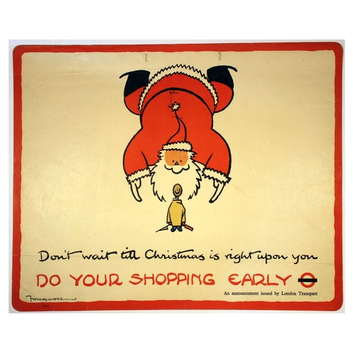30 - London Underground Poster Fougasse Do Your Shopping Early Santa. Original vintage London Transport p... 