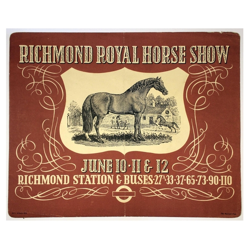 37 - London Underground Poster Richmond Royal Horse Show. Original vintage London Transport poster for th... 