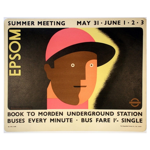 38 - London Underground Poster Eckersley Lombers Epsom Horse Race Summer Meeting . Original vintage Londo... 