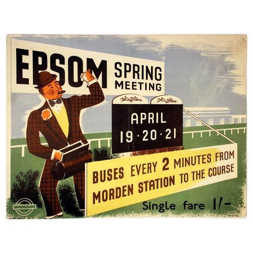 39 - London Underground Poster Epsom Horse Racing Spring Meeting. Original vintage London Transport poste... 