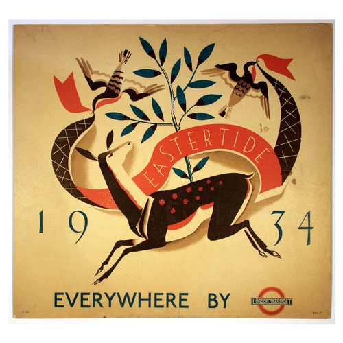 4 - London Underground Poster Dora M Batty Eastertide Everywhere Art Deco. Original vintage London Trans... 