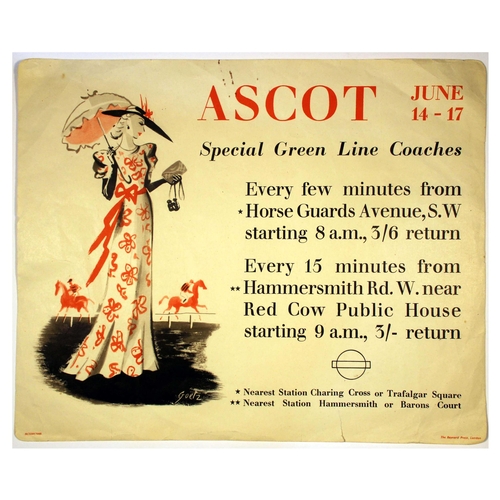 40 - London Underground Poster Walter Goetz Ascot Horse Racing. Original vintage London Transport poster ... 